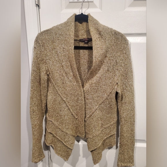 Fever heathered green and oatmeal Blazer style sweater with snaps - Picture 1 of 4
